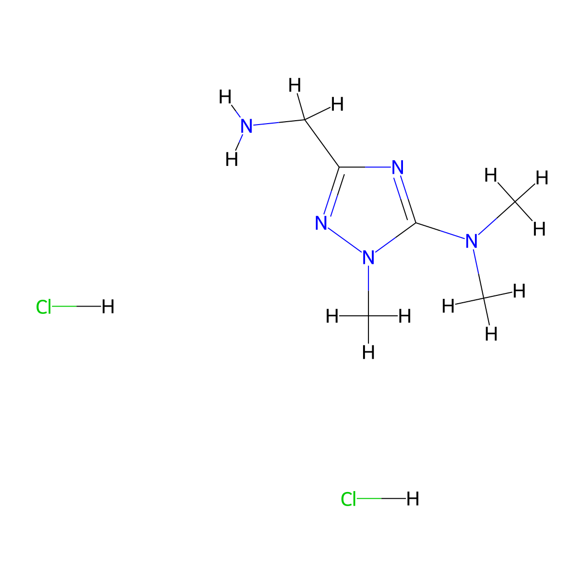 3-(Aminomethyl)-N,N,1-trimethyl-1H-1,2,4-triazol-5-amine dihydrochloride molecular structure, CAS 3009816-17-2