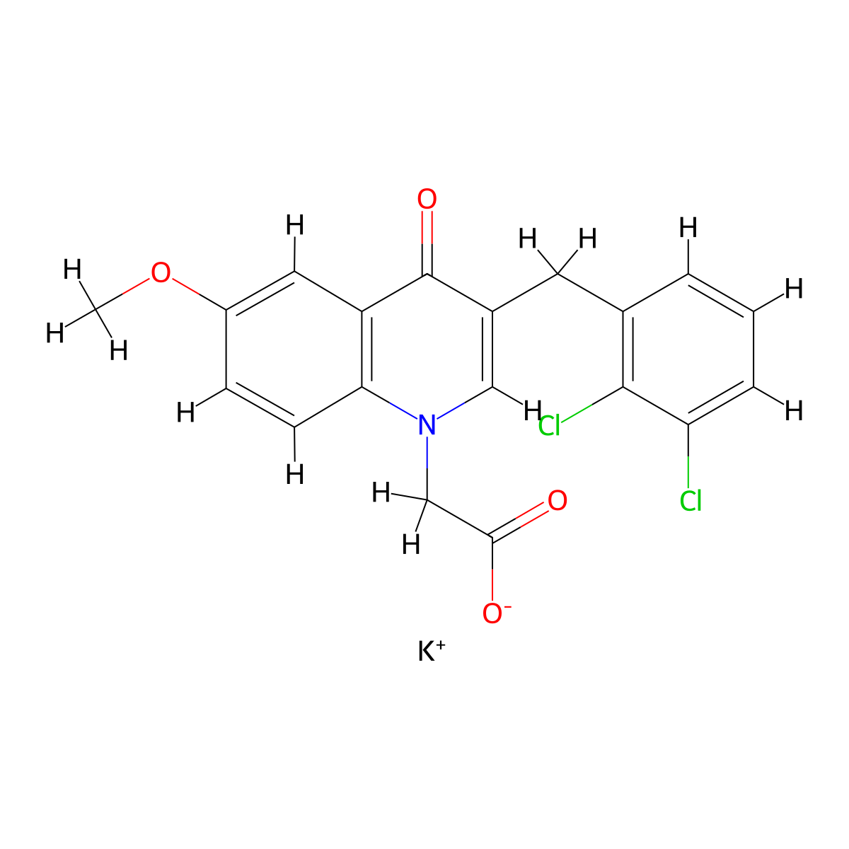 Potassium 2-[3-[(2,3-dichlorophenyl)methyl]-6-methoxy-4-oxoquinolin-1-yl]acetate molecular structure, CAS 3009908-95-3