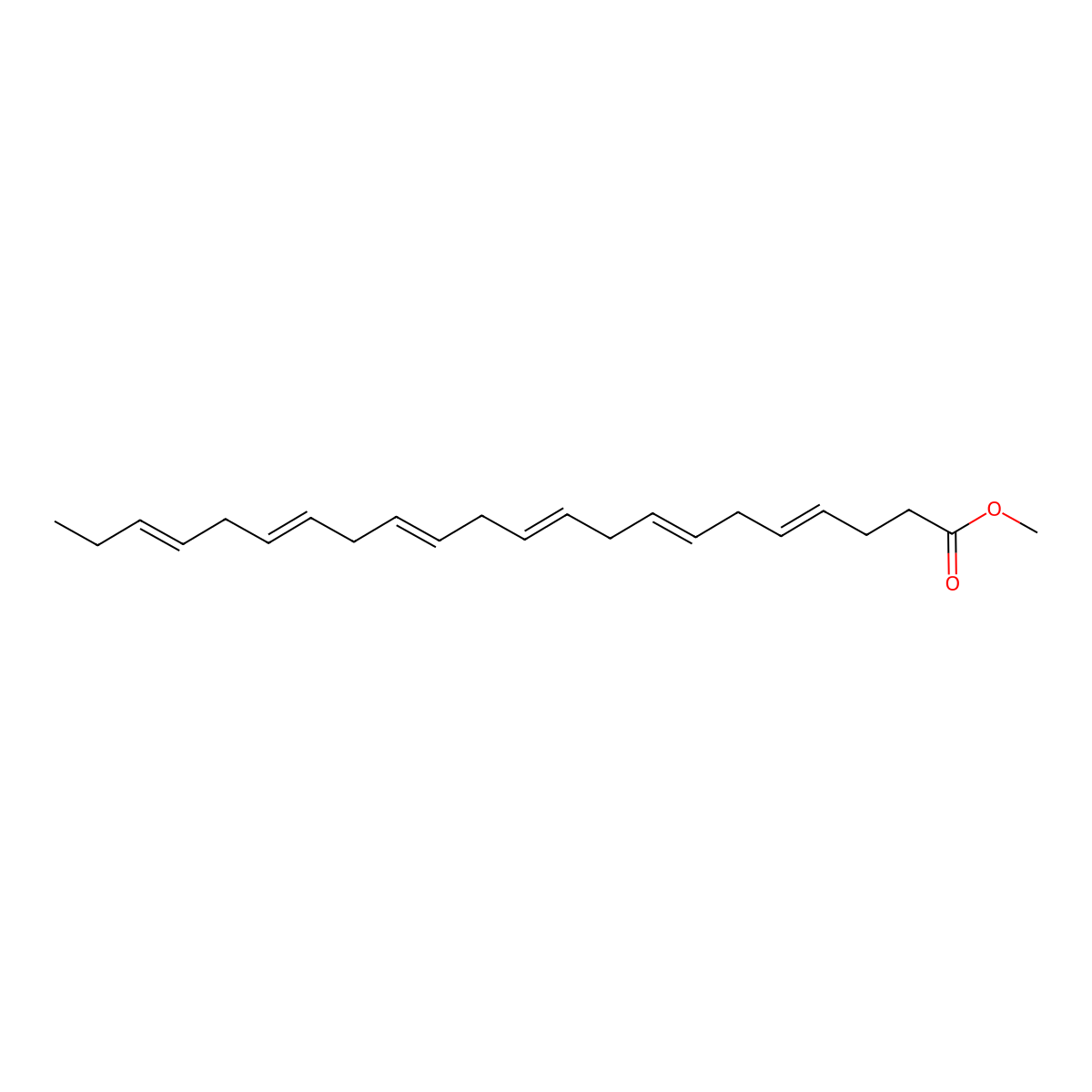4,7,10,13,16,19-Docosahexaenoic acid, methyl ester molecular structure, CAS 301-01-9