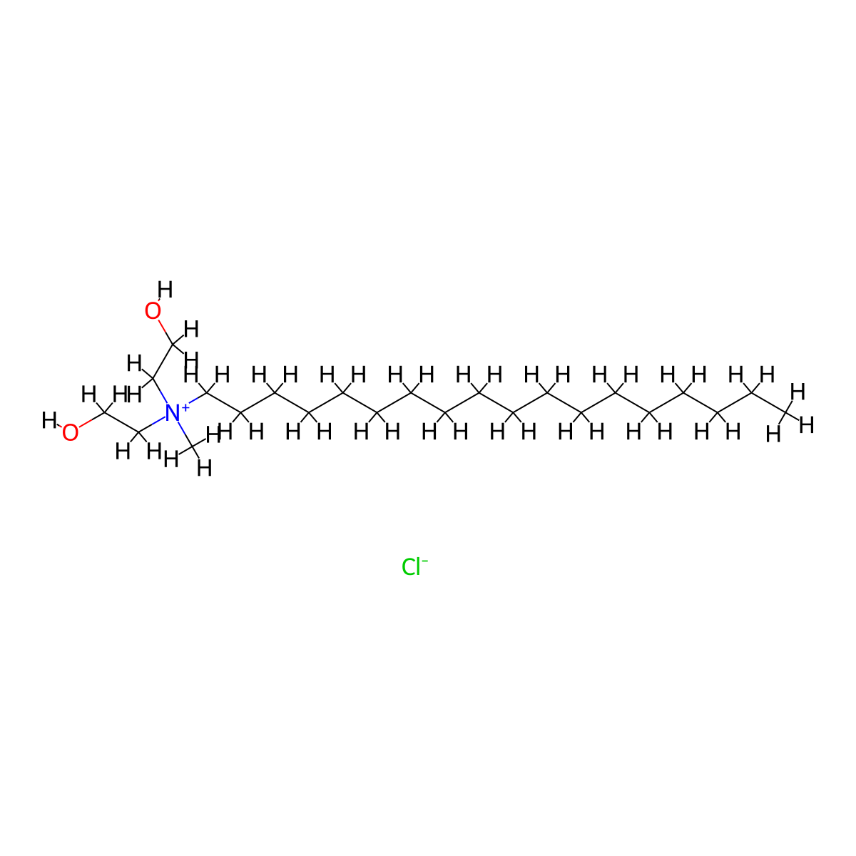 1-Octadecanaminium, N,N-bis(2-hydroxyethyl)-N-methyl-, chloride (1:1) molecular structure, CAS 3010-24-0