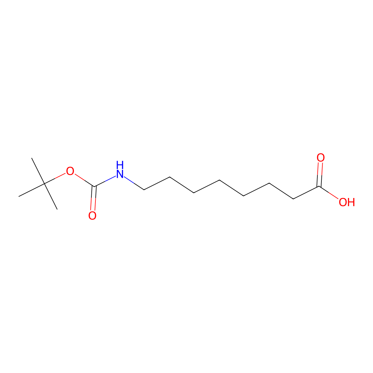 8-(((Tert-butoxy)carbonyl)amino)octanoic acid molecular structure, CAS 30100-16-4