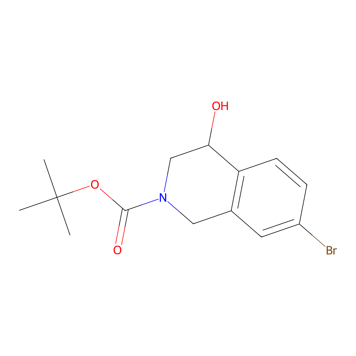 Tert-butyl 7-bromo-4-hydroxy-3,4-dihydro-1H-isoquinoline-2-carboxylate molecular structure, CAS 3010260-09-7