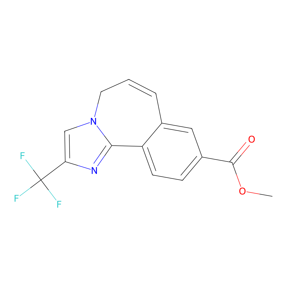 methyl 2-(trifluoromethyl)-5H-benzo[c]imidazo[1,2-a]azepine-9-carboxylate molecular structure, CAS 3010264-12-4