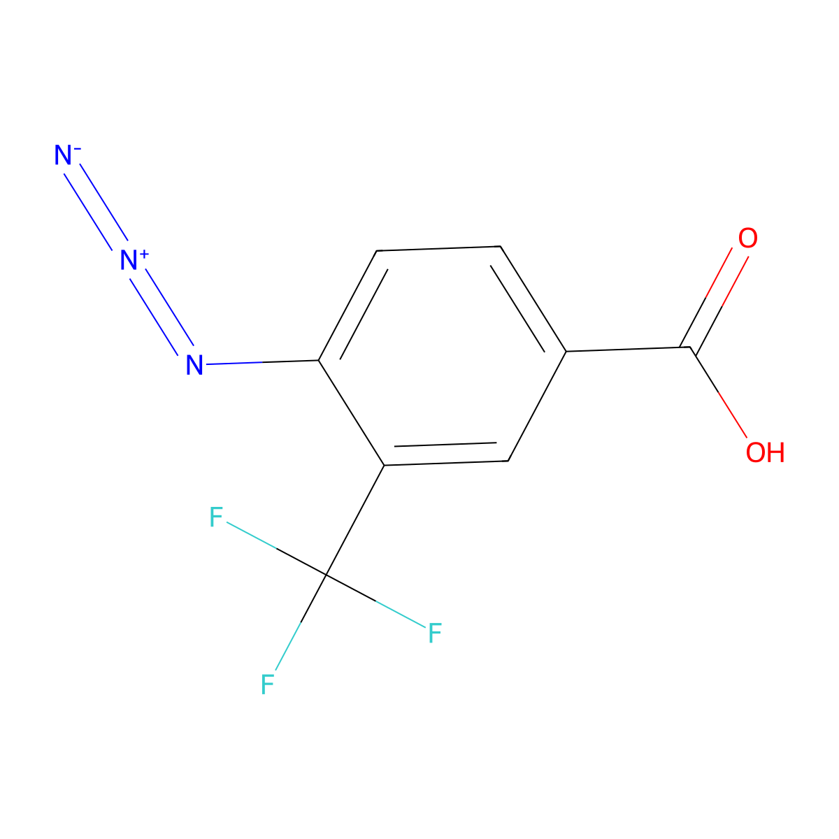 4-Azido-3-(trifluoromethyl)benzoic acid molecular structure, CAS 3010275-25-6