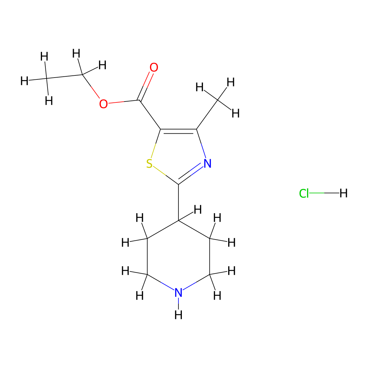Ethyl 4-methyl-2-(piperidin-4-YL)thiazole-5-carboxylate hydrochloride molecular structure, CAS 3010286-93-5