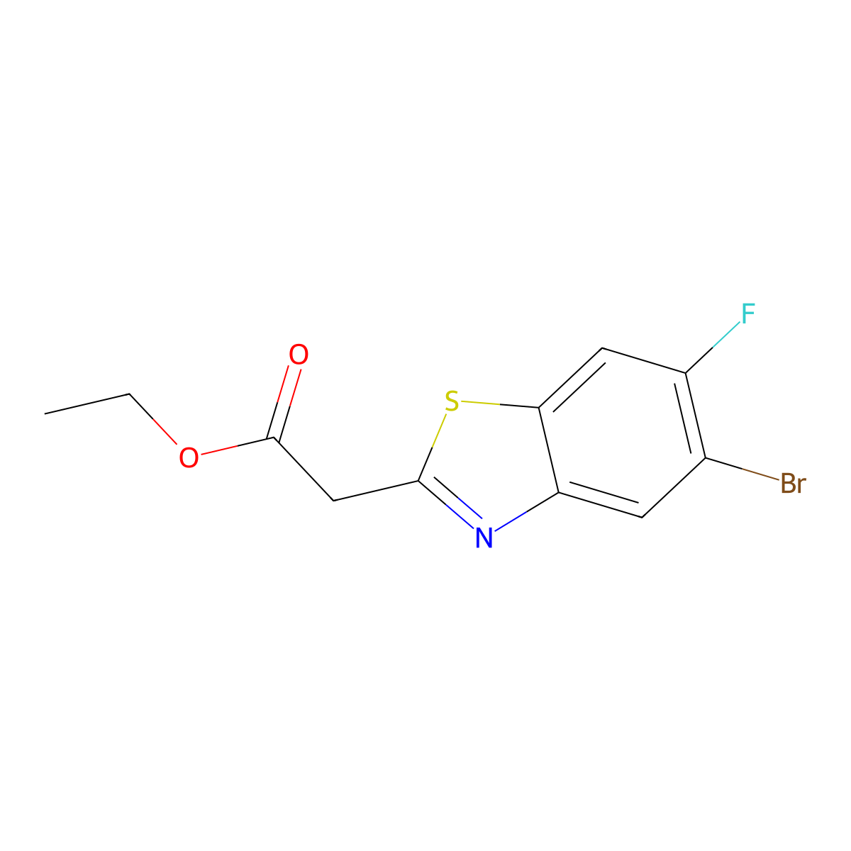 Ethyl 2-(5-bromo-6-fluorobenzo[D]thiazol-2-YL)acetate molecular structure, CAS 3010287-00-7