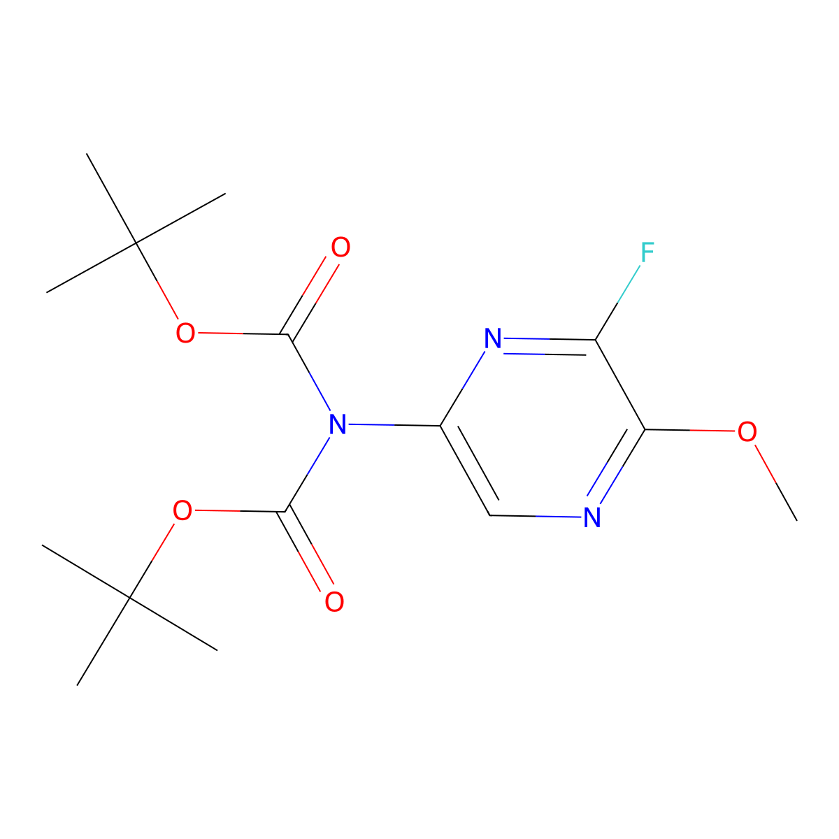Tert-butyl N-[(tert-butoxy)carbonyl]-N-(6-fluoro-5-methoxypyrazin-2-YL)carbamate molecular structure, CAS 3010287-04-1