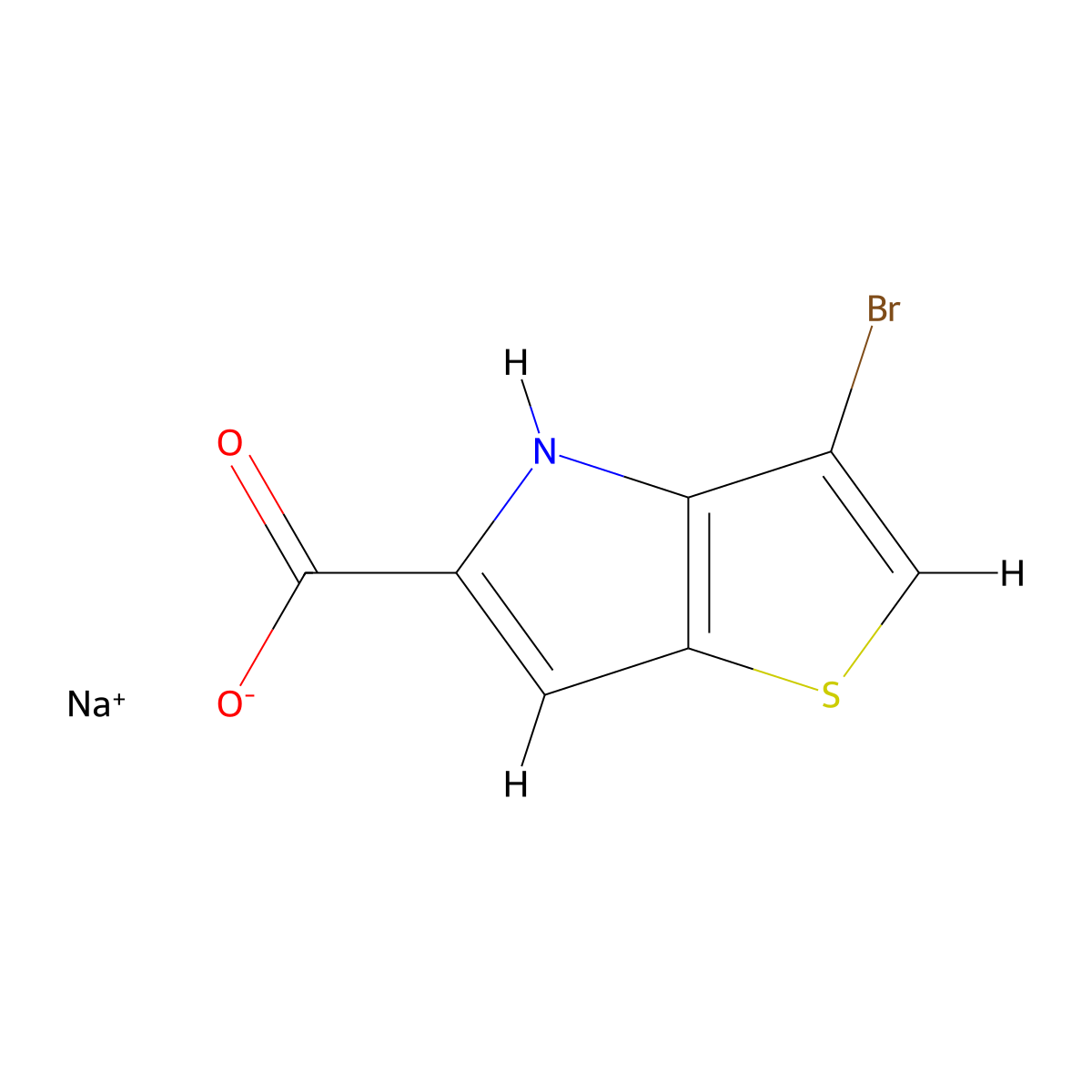 3-Bromo-4H-thieno[3,2-B]pyrrole-5-carboxylate (sodium) molecular structure, CAS 3010287-08-5