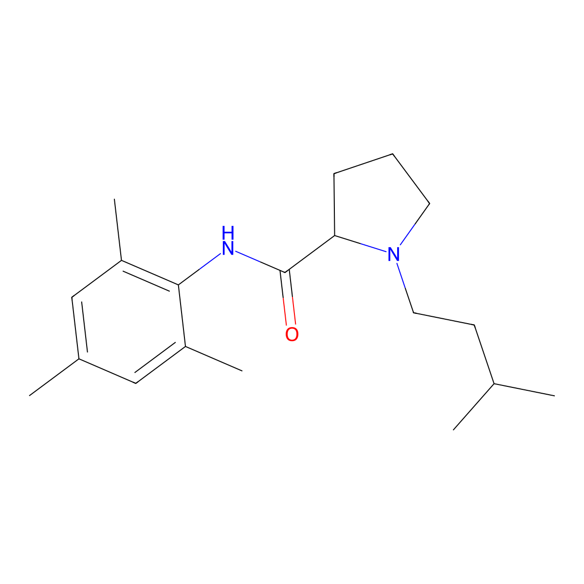 1-isopentyl-N-mesityl-2-pyrrolidinecarboxamide molecular structure, CAS 30103-45-8