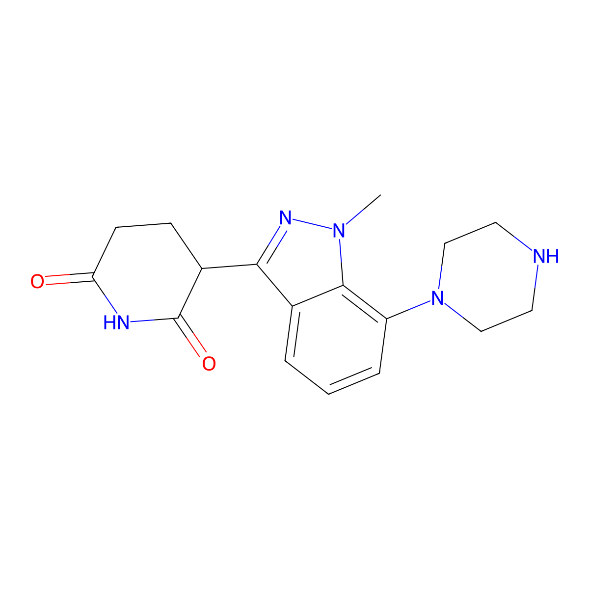 3-(1-Methyl-7-piperazin-1-yl-indazol-3-yl)piperidine-2,6-dione molecular structure, CAS 3011028-46-6