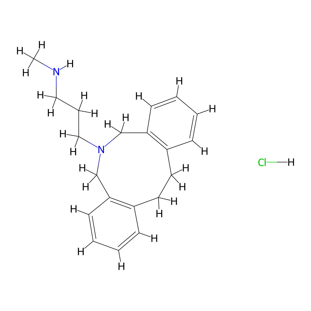 6H-Dibenz(c,g)azonine, 5,7,12,13-tetrahydro-6-(3-(methylamino)propyl)-, hydrochloride molecular structure, CAS 30115-75-4
