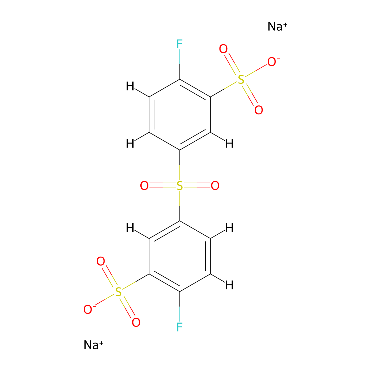 Disodium 3,3'-sulfonylbis(6-fluorobenzene-1-sulfonate) molecular structure, CAS 301155-59-9