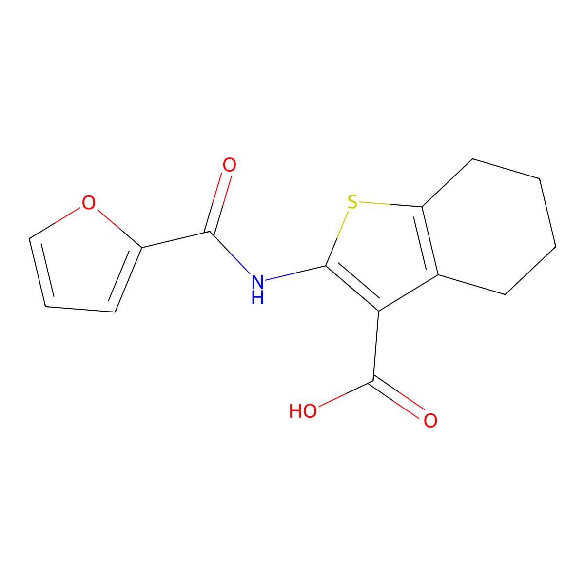 2-(Furan-2-carbonylamino)-4,5,6,7-tetrahydro-1-benzothiophene-3-carboxylic acid molecular structure, CAS 301157-00-6