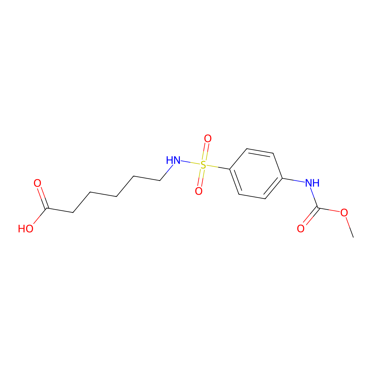6-{4-[(Methoxycarbonyl)amino]benzenesulfonamido}hexanoic acid molecular structure, CAS 301157-03-9