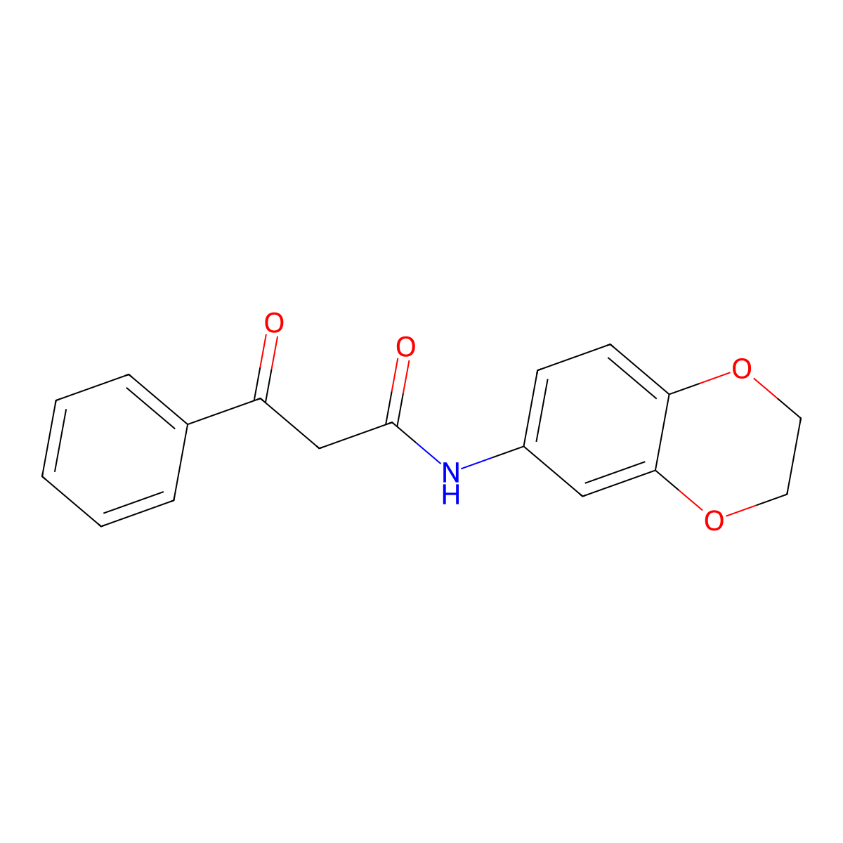 N-(2,3-dihydro-1,4-benzodioxin-6-yl)-3-oxo-3-phenylpropanamide molecular structure, CAS 301157-17-5
