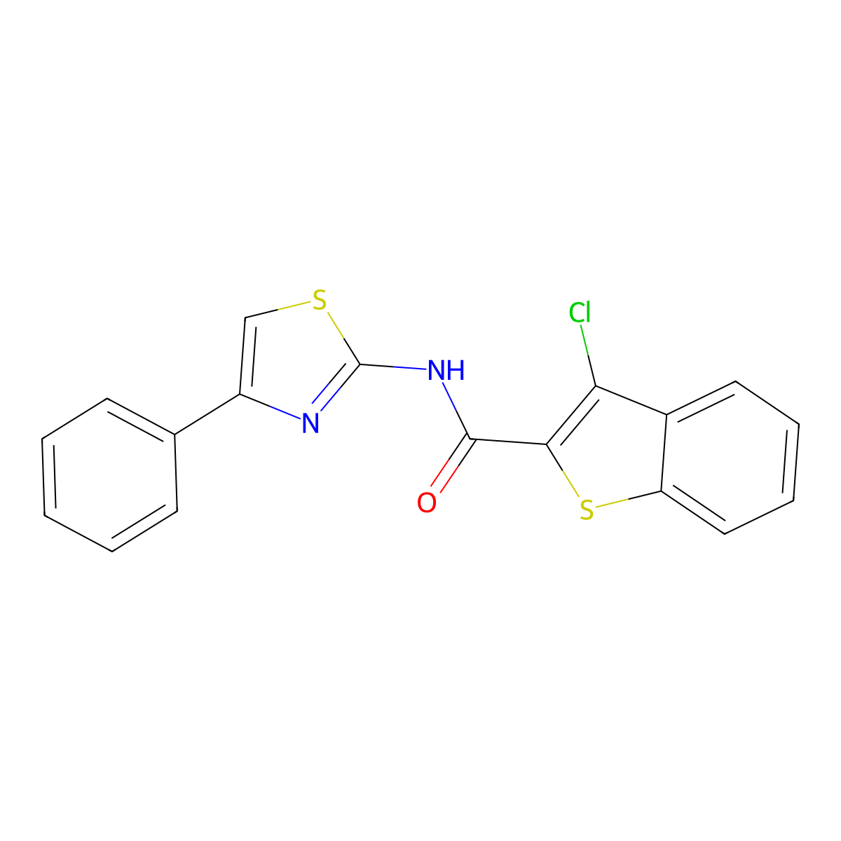 3-Chloro-N-(4-phenyl-1,3-thiazol-2-yl)-1-benzothiophene-2-carboxamide molecular structure, CAS 301157-35-7
