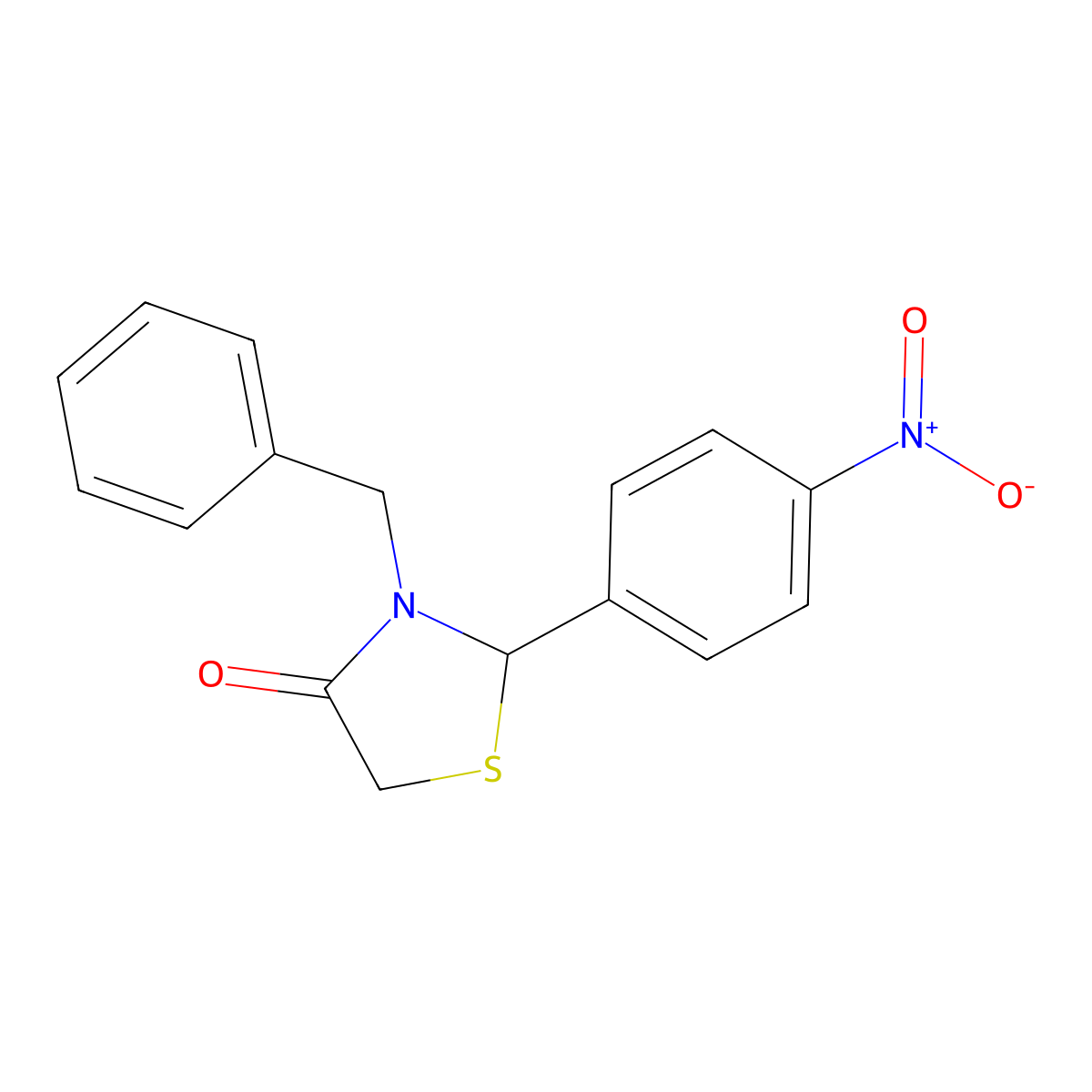 3-Benzyl-2-(4-nitrophenyl)-1,3-thiazolidin-4-one molecular structure, CAS 301157-38-0