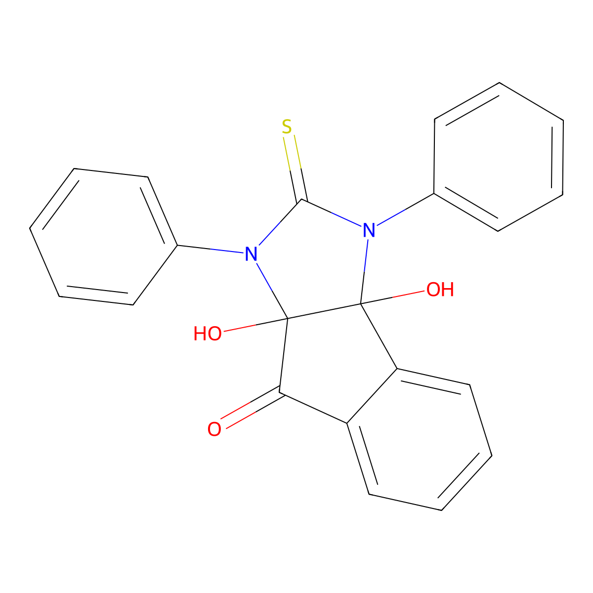 3a,8a-Dihydroxy-1,3-diphenyl-2-thioxo-2,3,3a,8a-tetrahydroindeno[1,2-d]imidazol-8(1H)-one molecular structure, CAS 301157-54-0