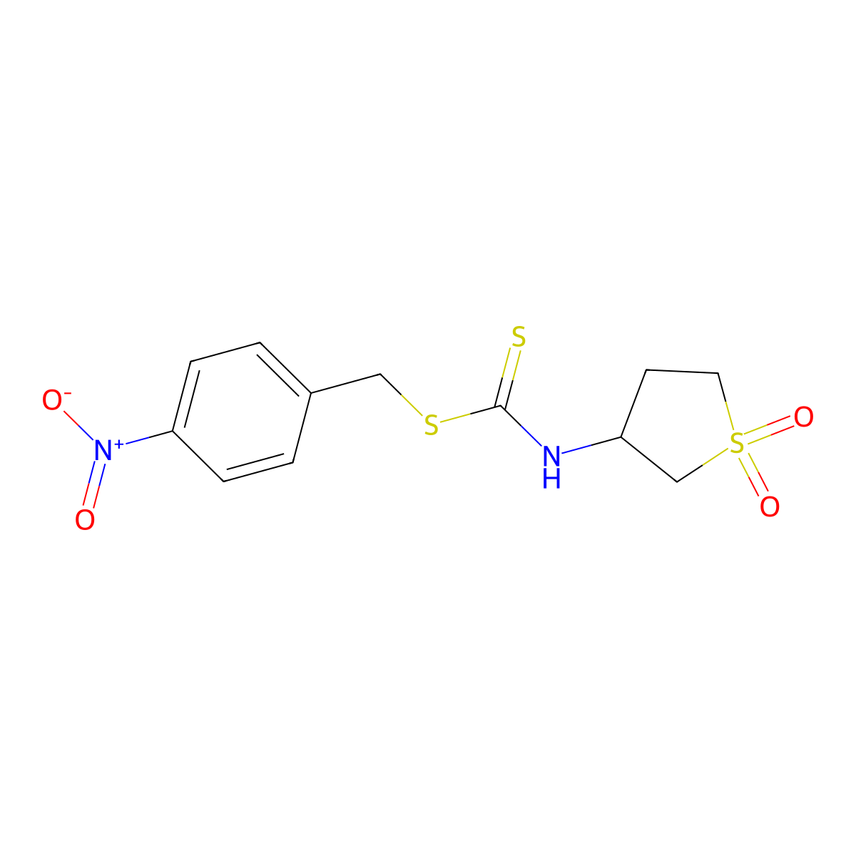 4-Nitrobenzyl (1,1-dioxidotetrahydrothiophen-3-yl)carbamodithioate molecular structure, CAS 301157-84-6