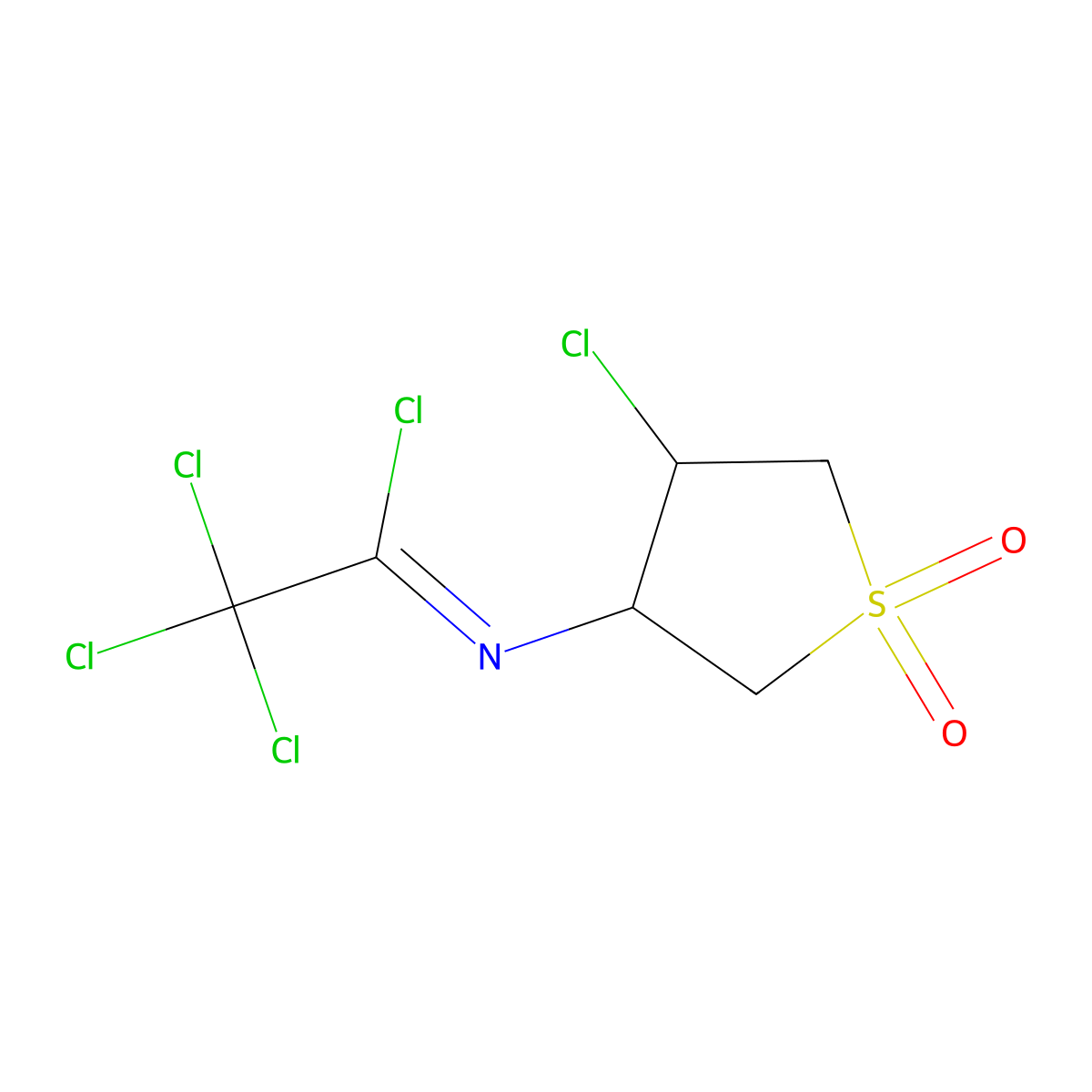 2,2,2-trichloro-N-(4-chloro-1,1-dioxothiolan-3-yl)ethanimidoyl chloride molecular structure, CAS 301157-86-8