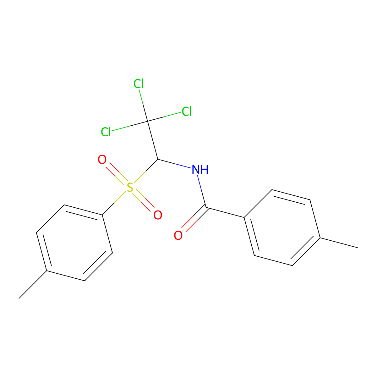 4-methyl-N-(2,2,2-trichloro-1-tosylethyl)benzamide molecular structure, CAS 301158-39-4