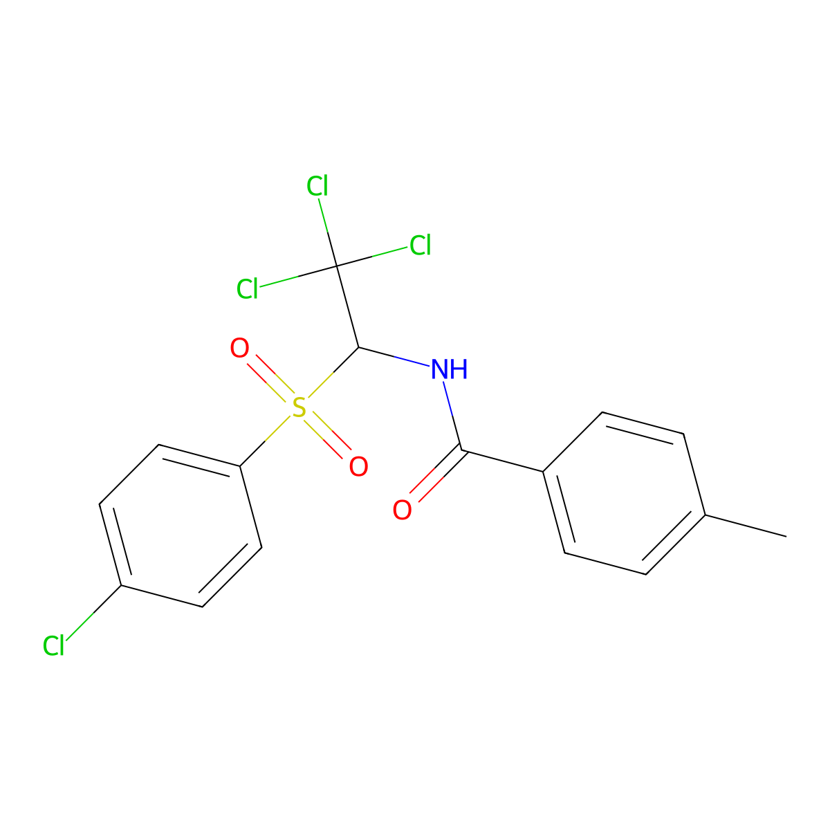 4-methyl-N-(2,2,2-trichloro-1-((4-chlorophenyl)sulfonyl)ethyl)benzamide molecular structure, CAS 301158-40-7