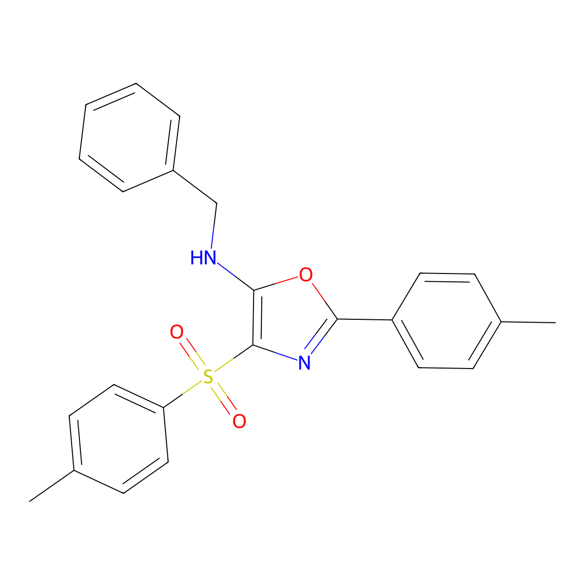 N-benzyl-2-(p-tolyl)-4-tosyloxazol-5-amine molecular structure, CAS 301158-51-0