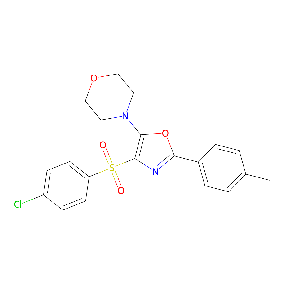 4-(4-((4-Chlorophenyl)sulfonyl)-2-(p-tolyl)oxazol-5-yl)morpholine molecular structure, CAS 301158-52-1