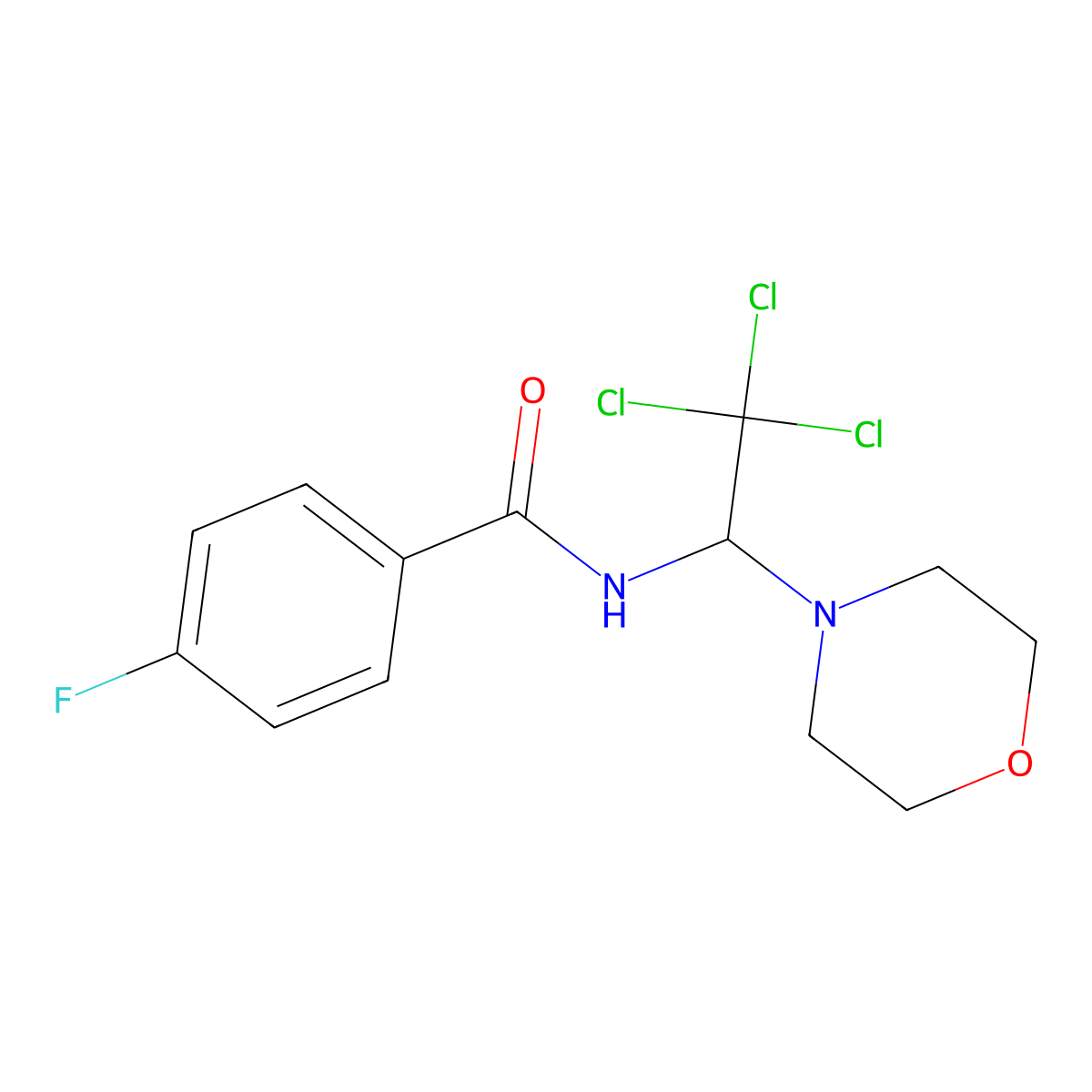 4-fluoro-N-(2,2,2-trichloro-1-morpholinoethyl)benzamide molecular structure, CAS 301158-57-6