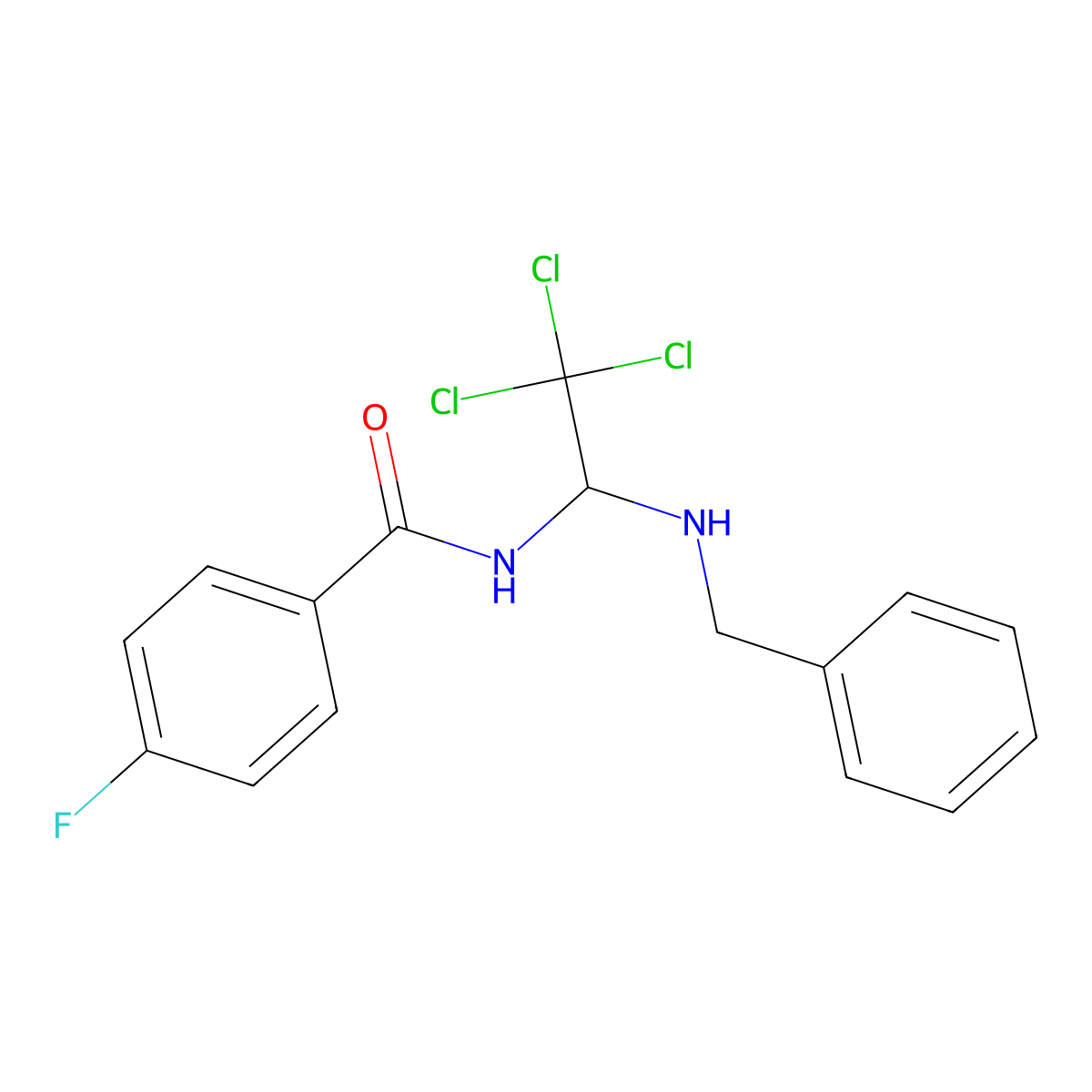 N-[1-(benzylamino)-2,2,2-trichloroethyl]-4-fluorobenzamide molecular structure, CAS 301158-63-4