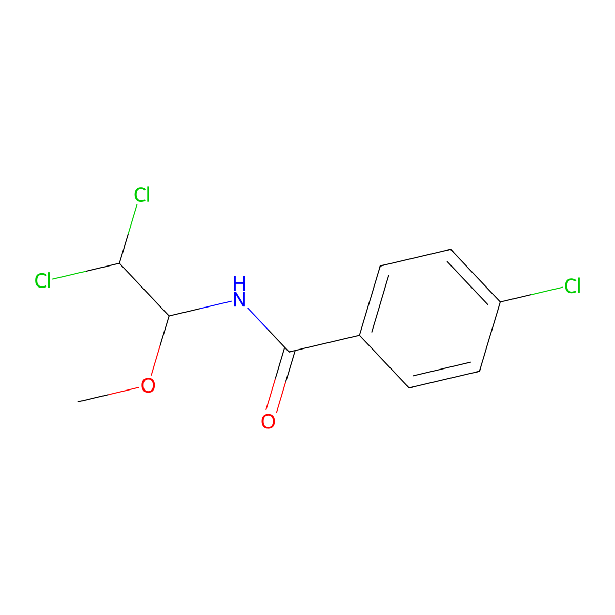 4-chloro-N-(2,2-dichloro-1-methoxyethyl)benzamide molecular structure, CAS 301158-71-4