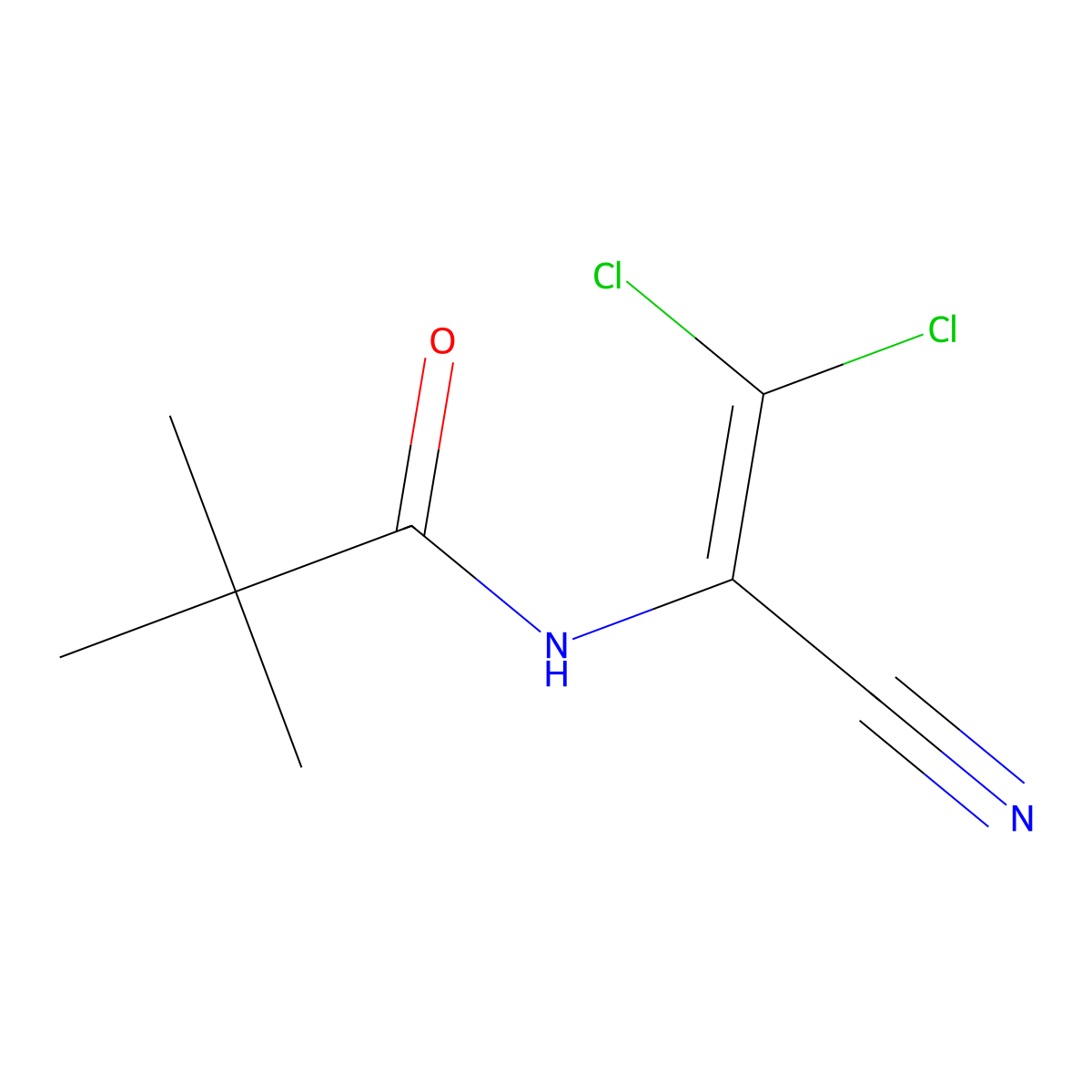 N-(2,2-dichloro-1-cyanoeth-1-en-1-yl)-2,2-dimethylpropanamide molecular structure, CAS 301158-77-0