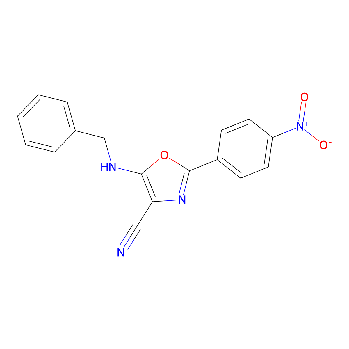 5-(Benzylamino)-2-(4-nitrophenyl)-1,3-oxazole-4-carbonitrile molecular structure, CAS 301158-80-5
