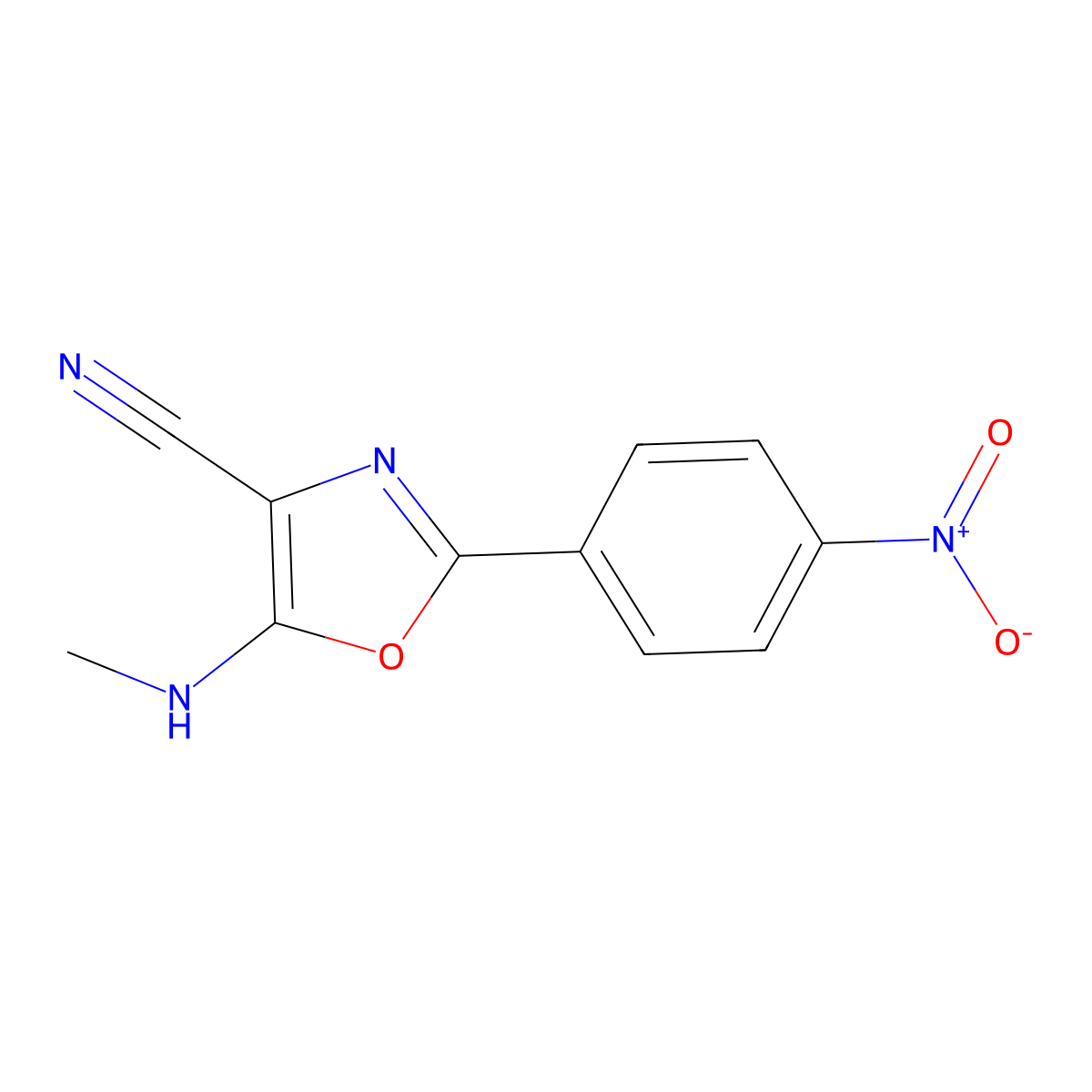 5-(Methylamino)-2-(4-nitrophenyl)-1,3-oxazole-4-carbonitrile molecular structure, CAS 301158-81-6