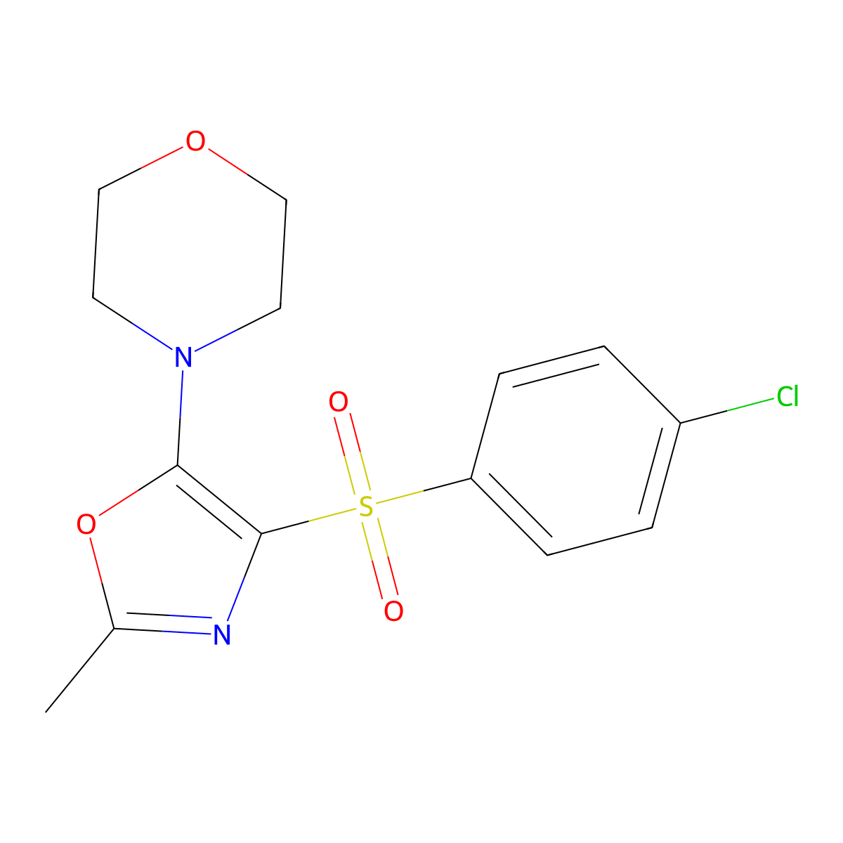 4-(4-((4-Chlorophenyl)sulfonyl)-2-methyloxazol-5-yl)morpholine molecular structure, CAS 301158-86-1