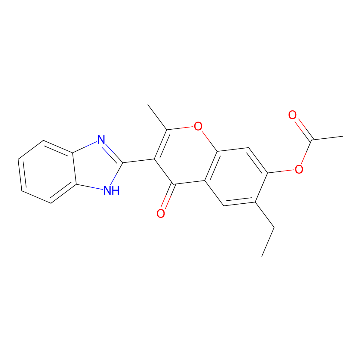 3-(1H-benzimidazol-2-yl)-6-ethyl-2-methyl-4-oxo-4H-chromen-7-yl acetate molecular structure, CAS 301159-84-2