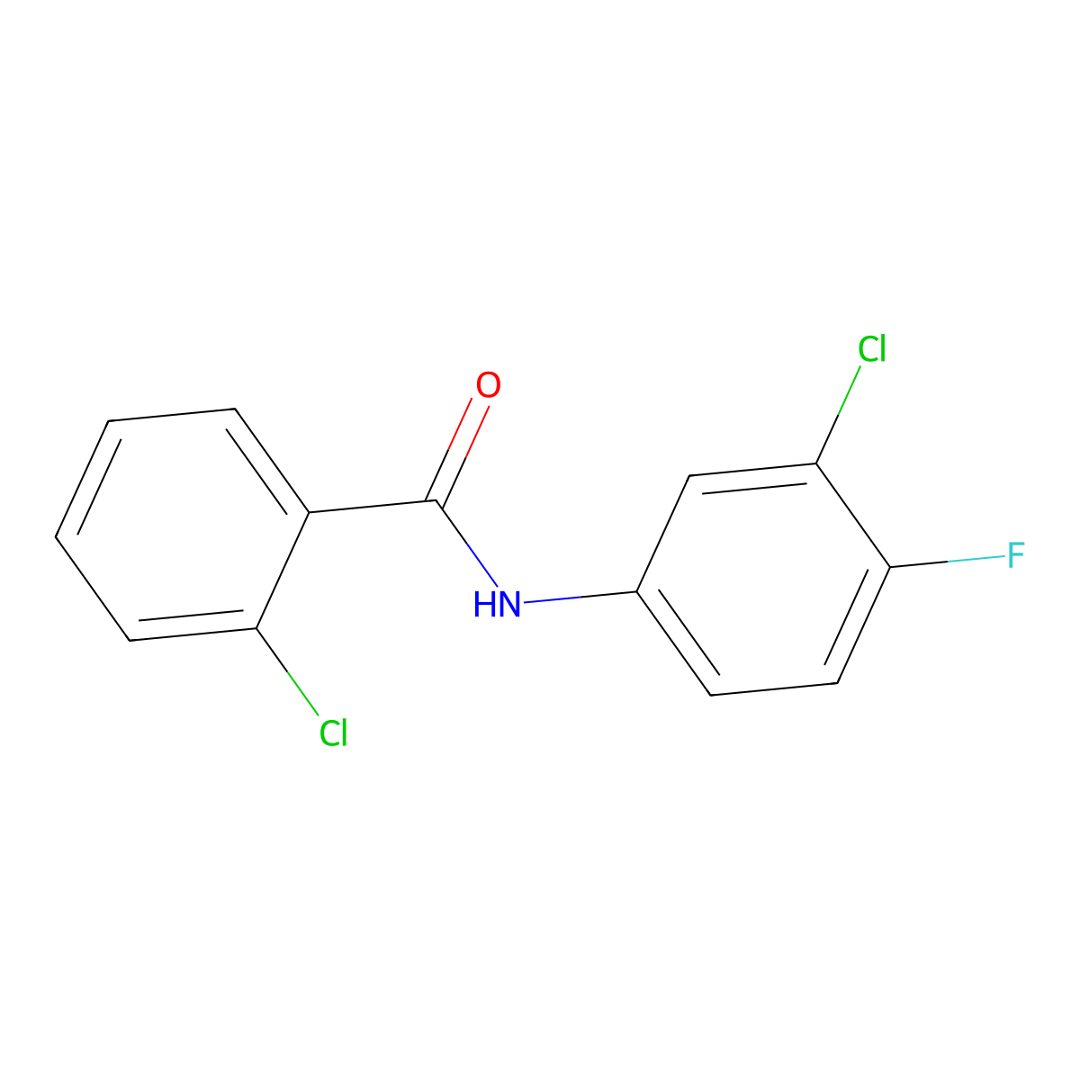 2-chloro-N-(3-chloro-4-fluorophenyl)benzamide molecular structure, CAS 301159-88-6