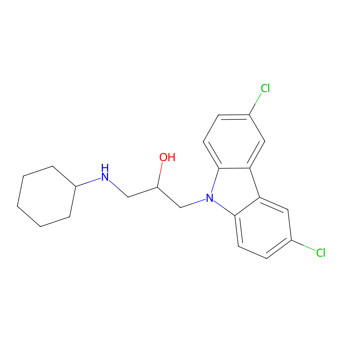 1-(cyclohexylamino)-3-(3,6-dichloro-9H-carbazol-9-yl)propan-2-ol molecular structure, CAS 301160-09-8