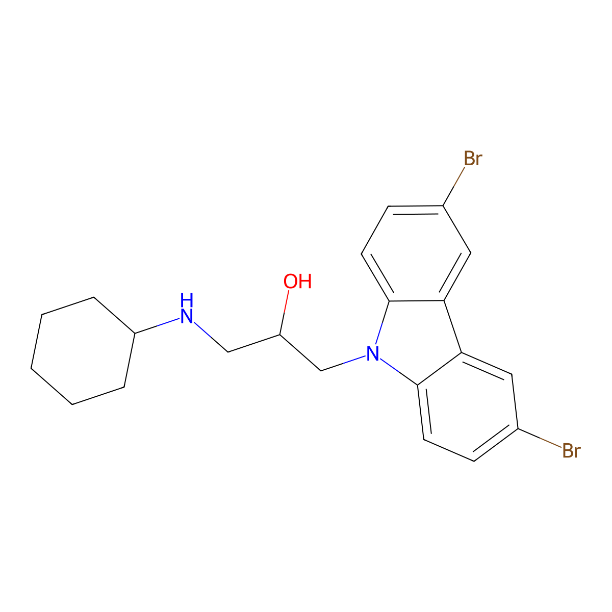 1-(cyclohexylamino)-3-(3,6-dibromo-9H-carbazol-9-yl)propan-2-ol molecular structure, CAS 301160-10-1