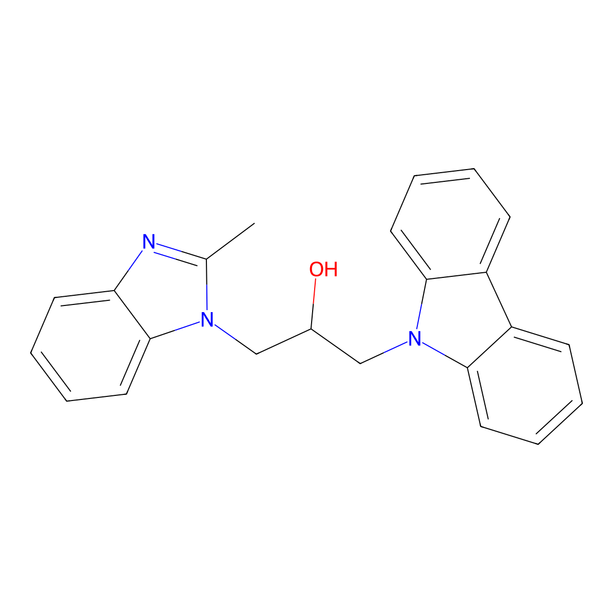 1-Carbazol-9-yl-3-(2-methyl-benzoimidazol-1-yl)-propan-2-ol molecular structure, CAS 301160-15-6