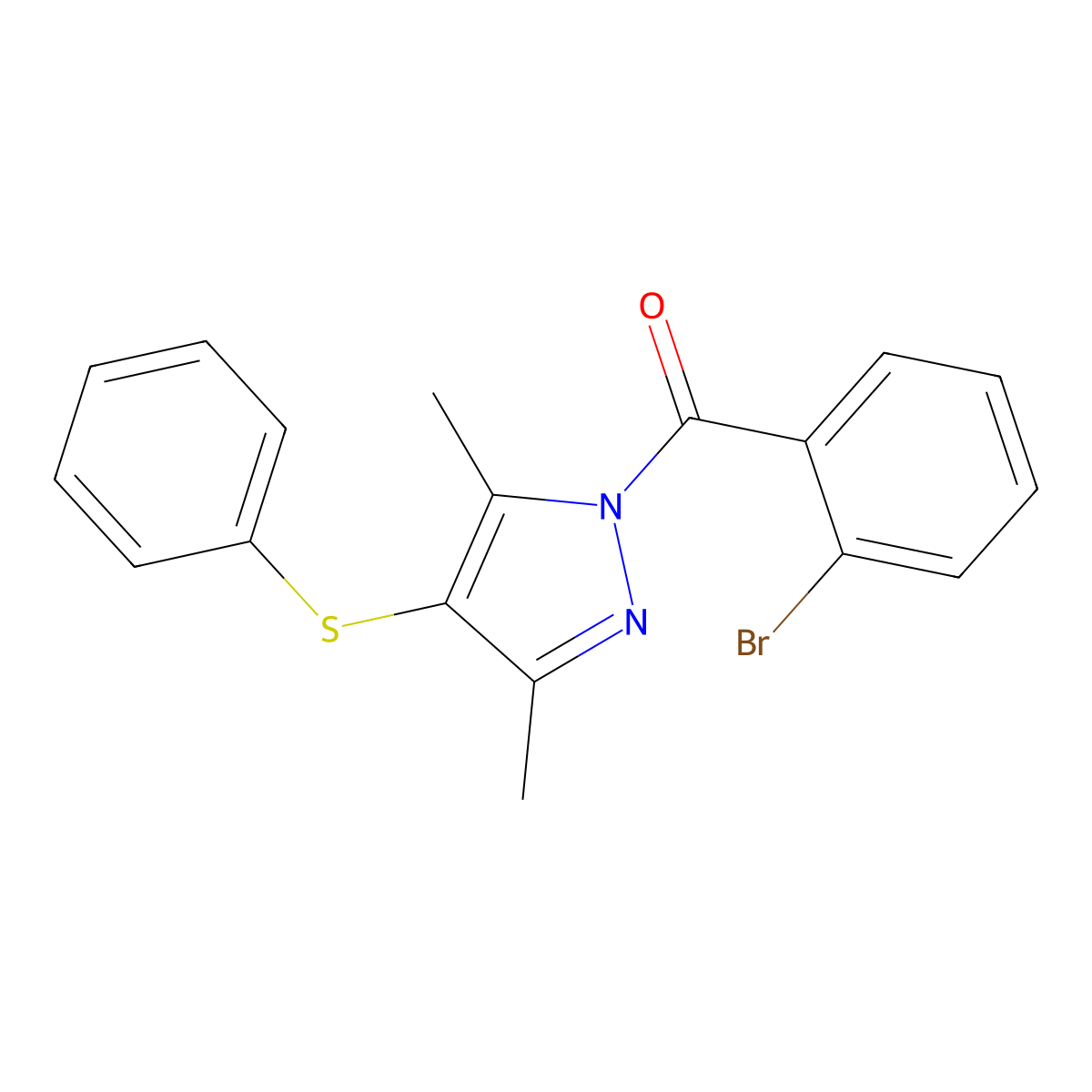 1-(2-bromobenzoyl)-3,5-dimethyl-4-(phenylthio)-1H-pyrazole molecular structure, CAS 301160-50-9