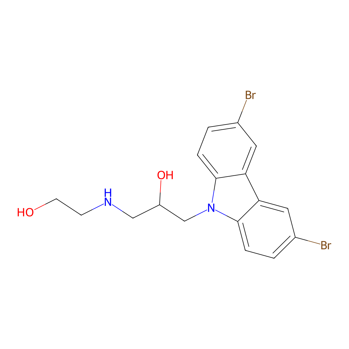 3,6-Dibromo-alpha-[[(2-hydroxyethyl)amino]methyl]-9H-carbazole-9-ethanol molecular structure, CAS 301160-69-0