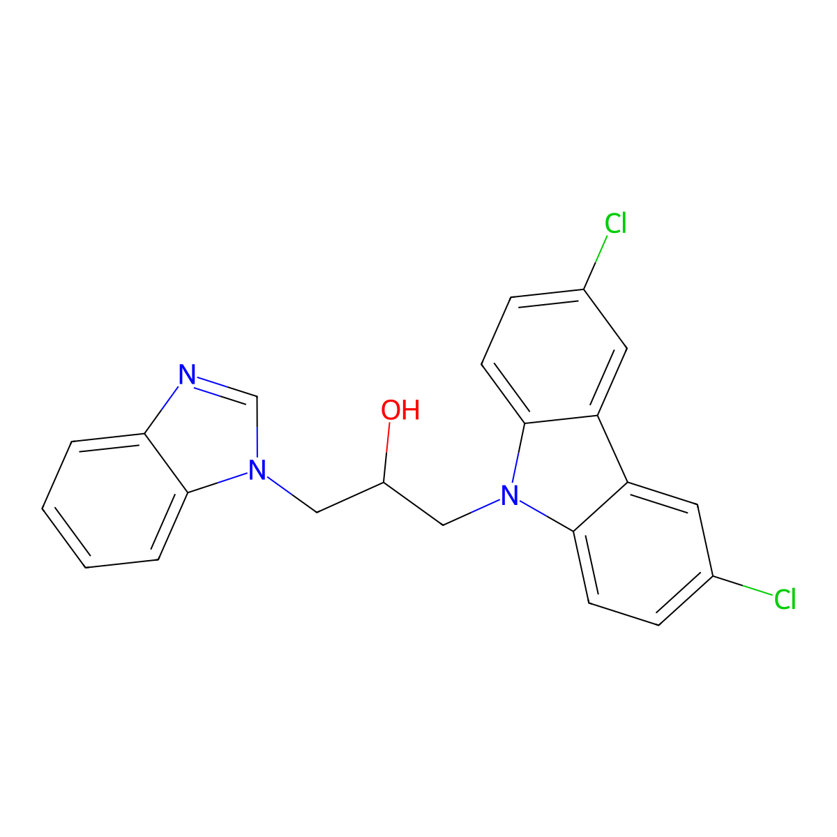 1-(1H-benzimidazol-1-yl)-3-(3,6-dichloro-9H-carbazol-9-yl)propan-2-ol molecular structure, CAS 301160-71-4