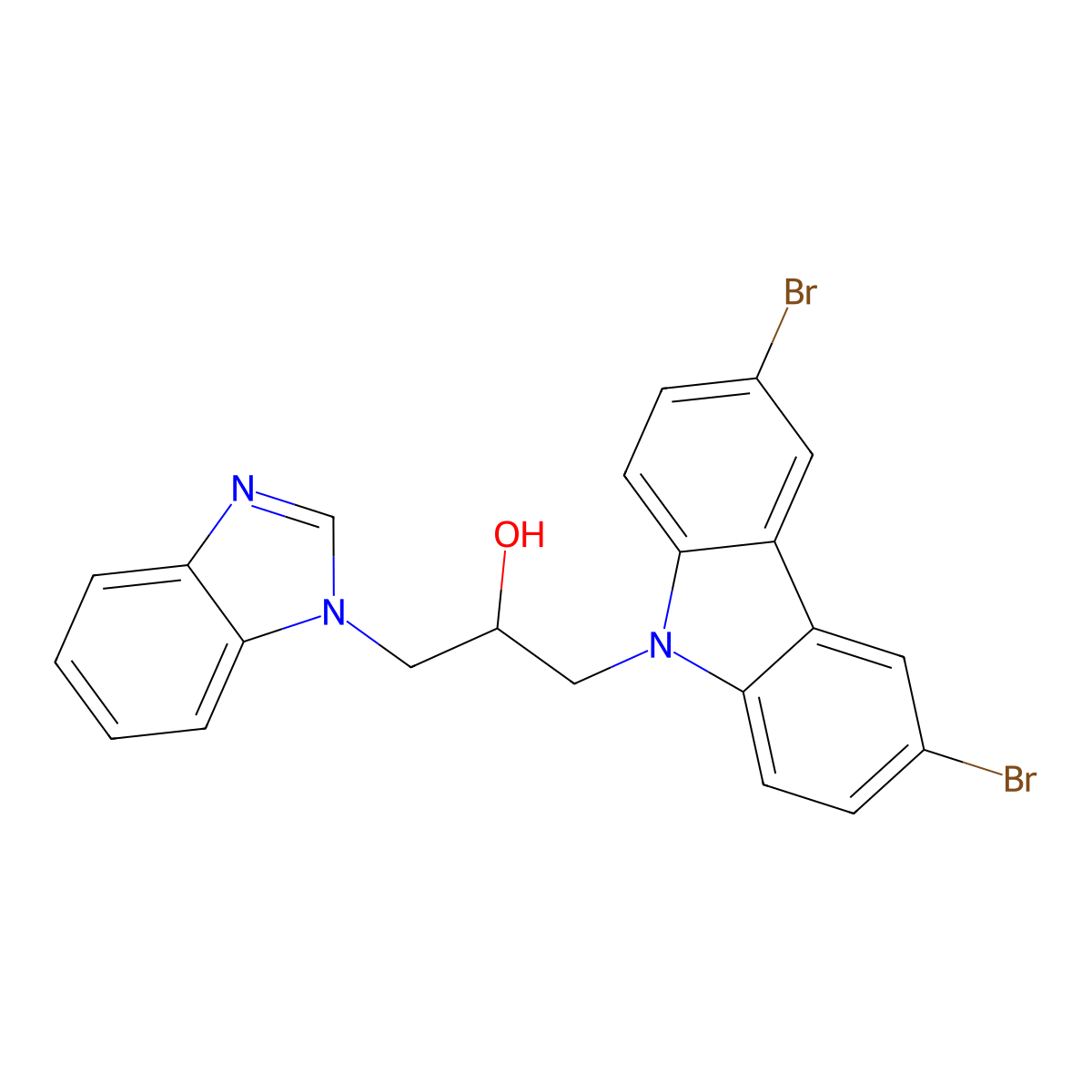 1-Benzoimidazol-1-yl-3-(3,6-dibromo-carbazol-9-yl)-propan-2-ol molecular structure, CAS 301160-72-5