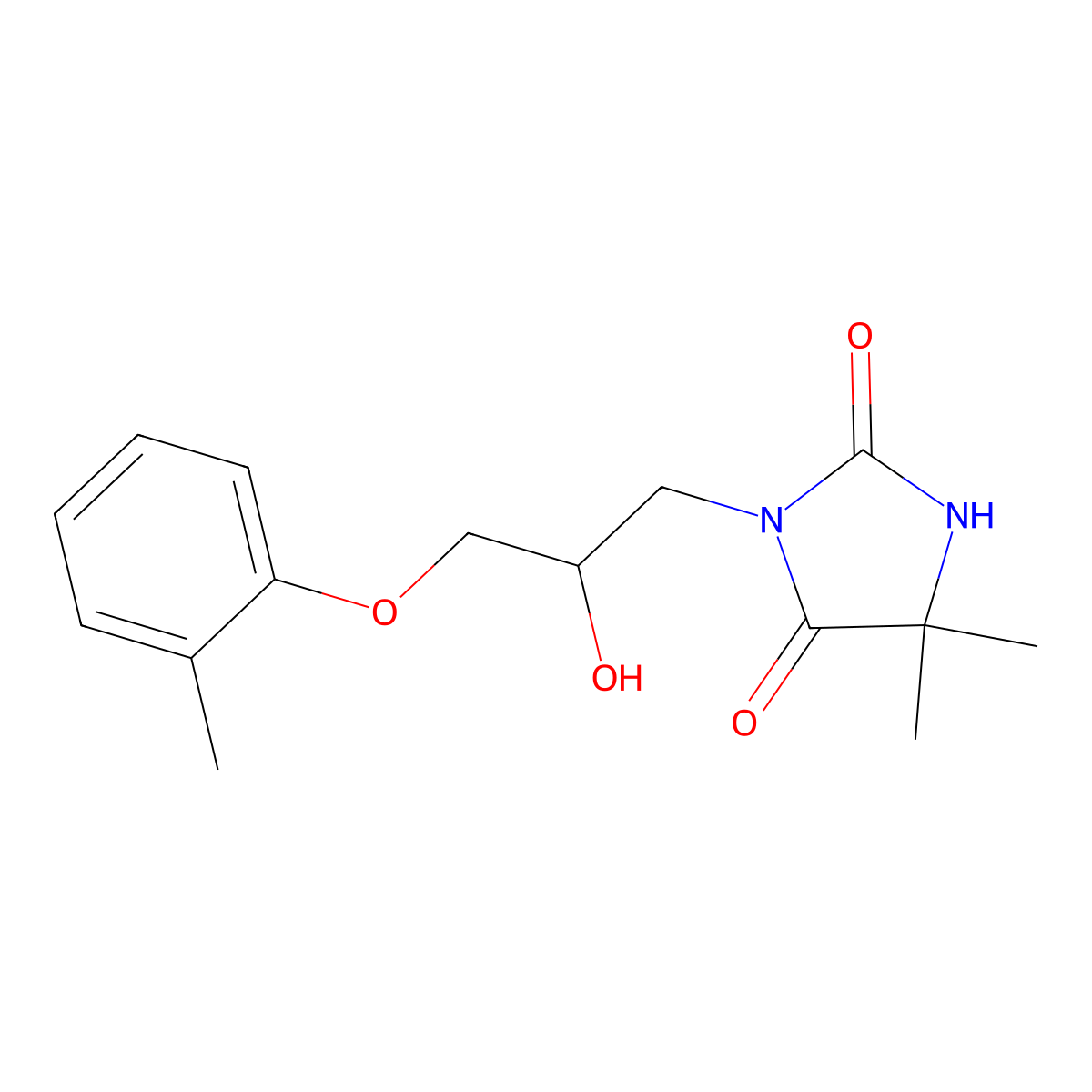 3-[2-Hydroxy-3-(2-methylphenoxy)propyl]-5,5-dimethylimidazolidine-2,4-dione molecular structure, CAS 301160-85-0