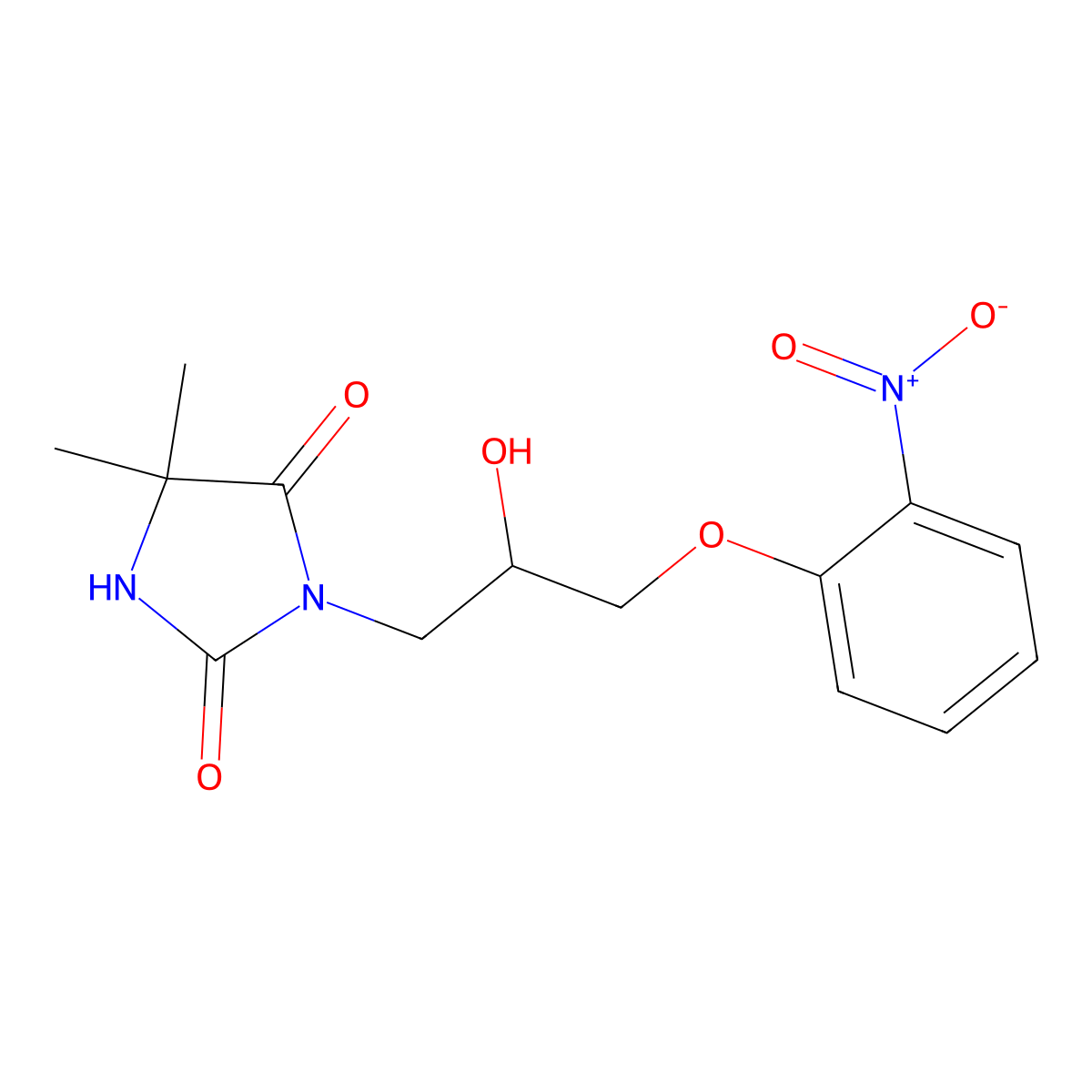 3-[2-Hydroxy-3-(2-nitrophenoxy)propyl]-5,5-dimethylimidazolidine-2,4-dione molecular structure, CAS 301160-87-2