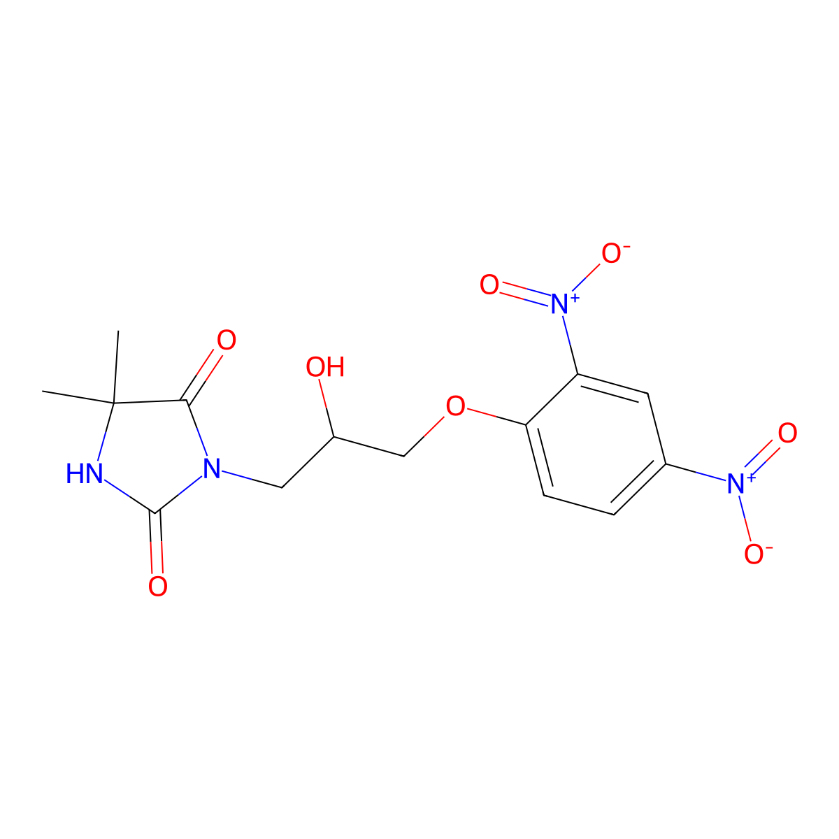 3-[3-(2,4-Dinitrophenoxy)-2-hydroxypropyl]-5,5-dimethylimidazolidine-2,4-dione molecular structure, CAS 301160-89-4