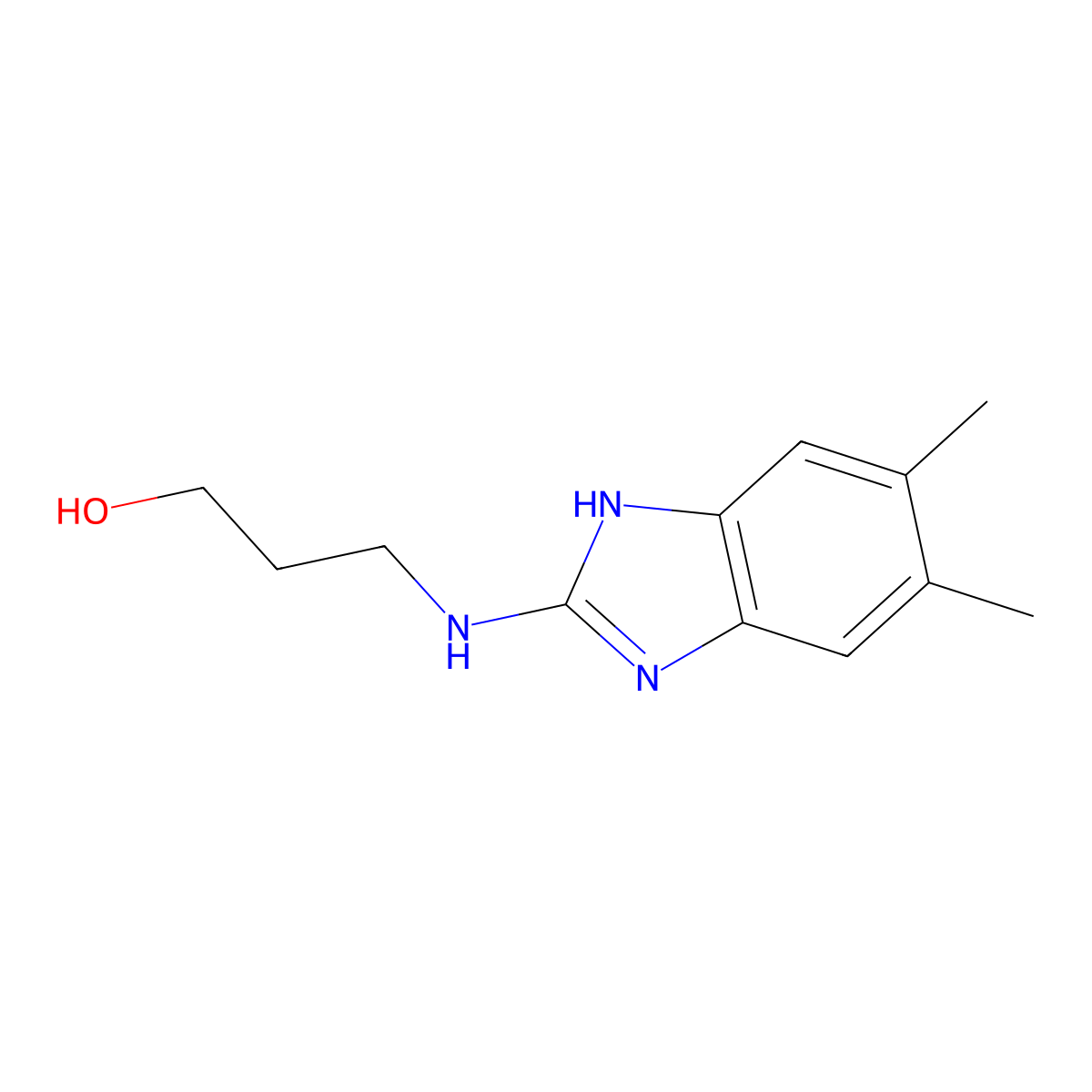 3-(5,6-Dimethyl-1h-benzo[d]imidazol-2-ylamino)propan-1-ol molecular structure, CAS 301163-47-3