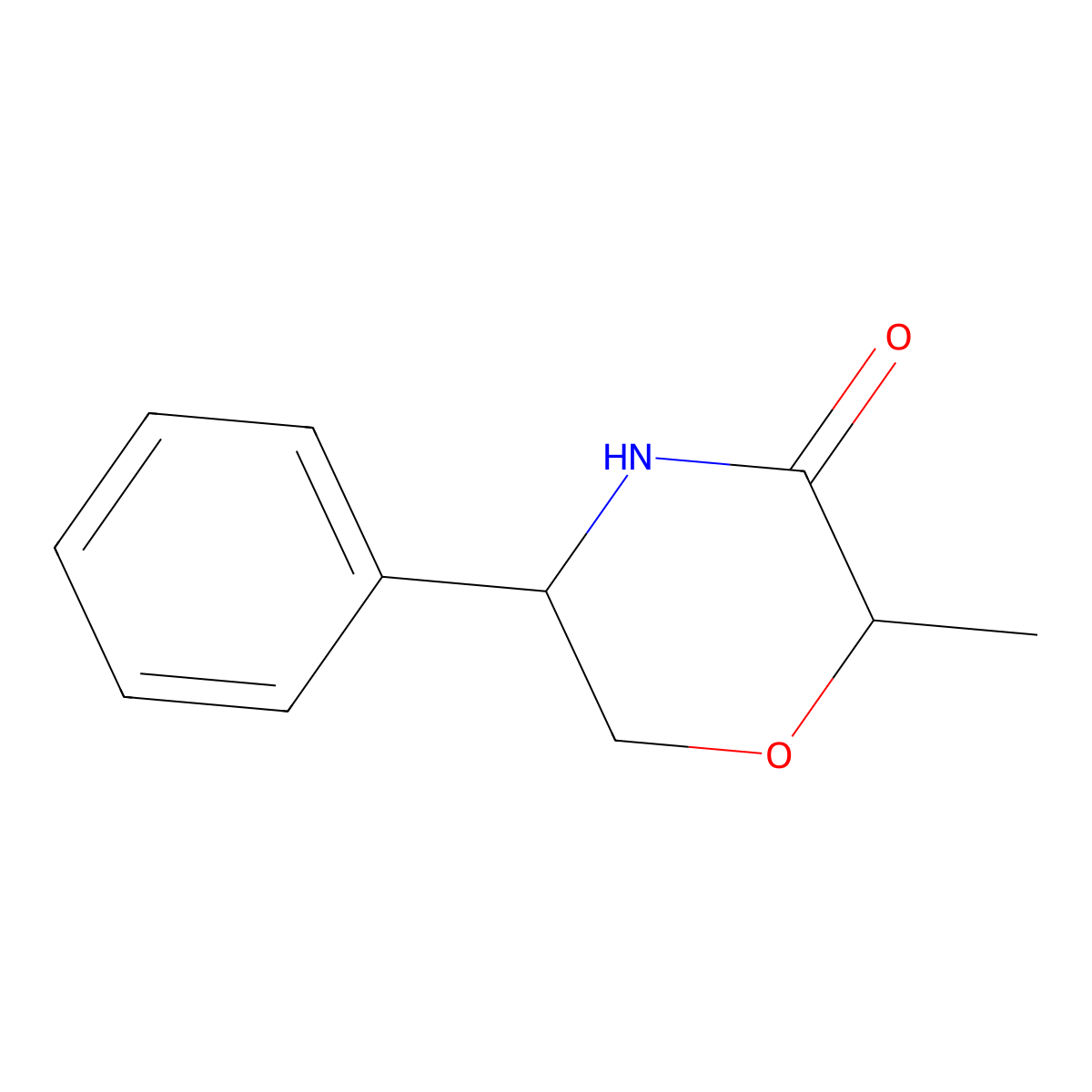 2-Methyl-5-phenylmorpholin-3-one molecular structure, CAS 301164-46-5
