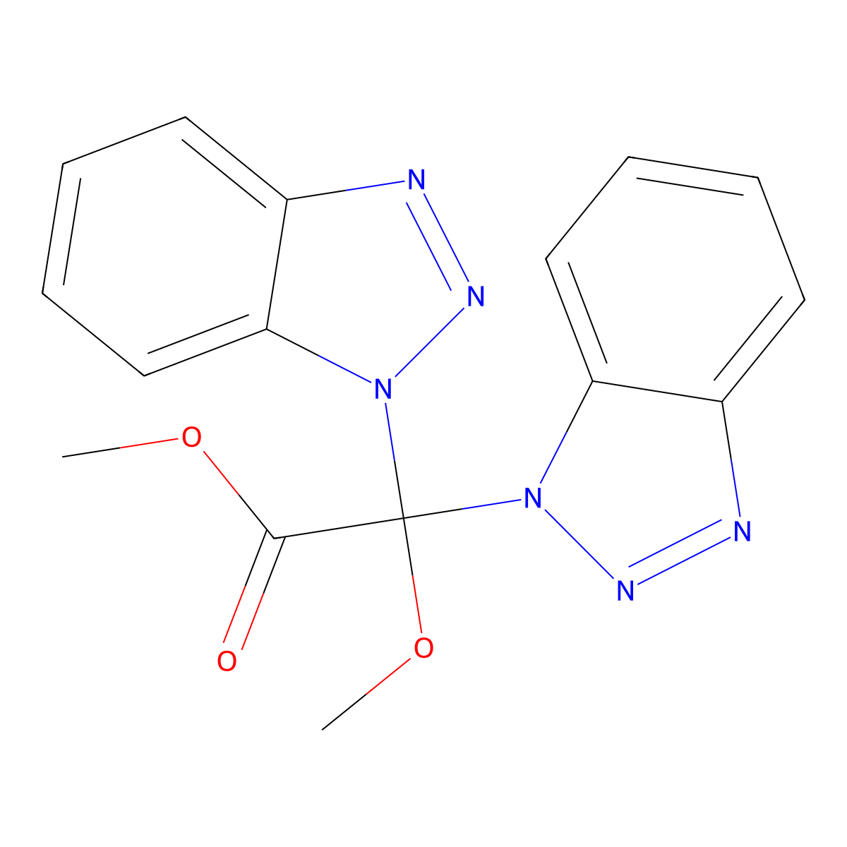 Methyl 2,2-bis(1H-1,2,3-benzotriazol-1-yl)-2-methoxyacetate molecular structure, CAS 301164-65-8